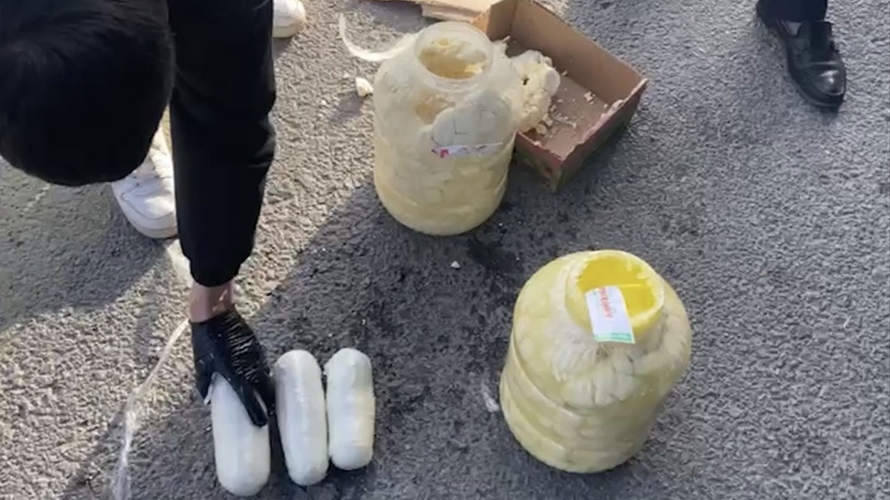 Uşak'ta peynir bidonlarına saklamış skunk ele geçirildi
