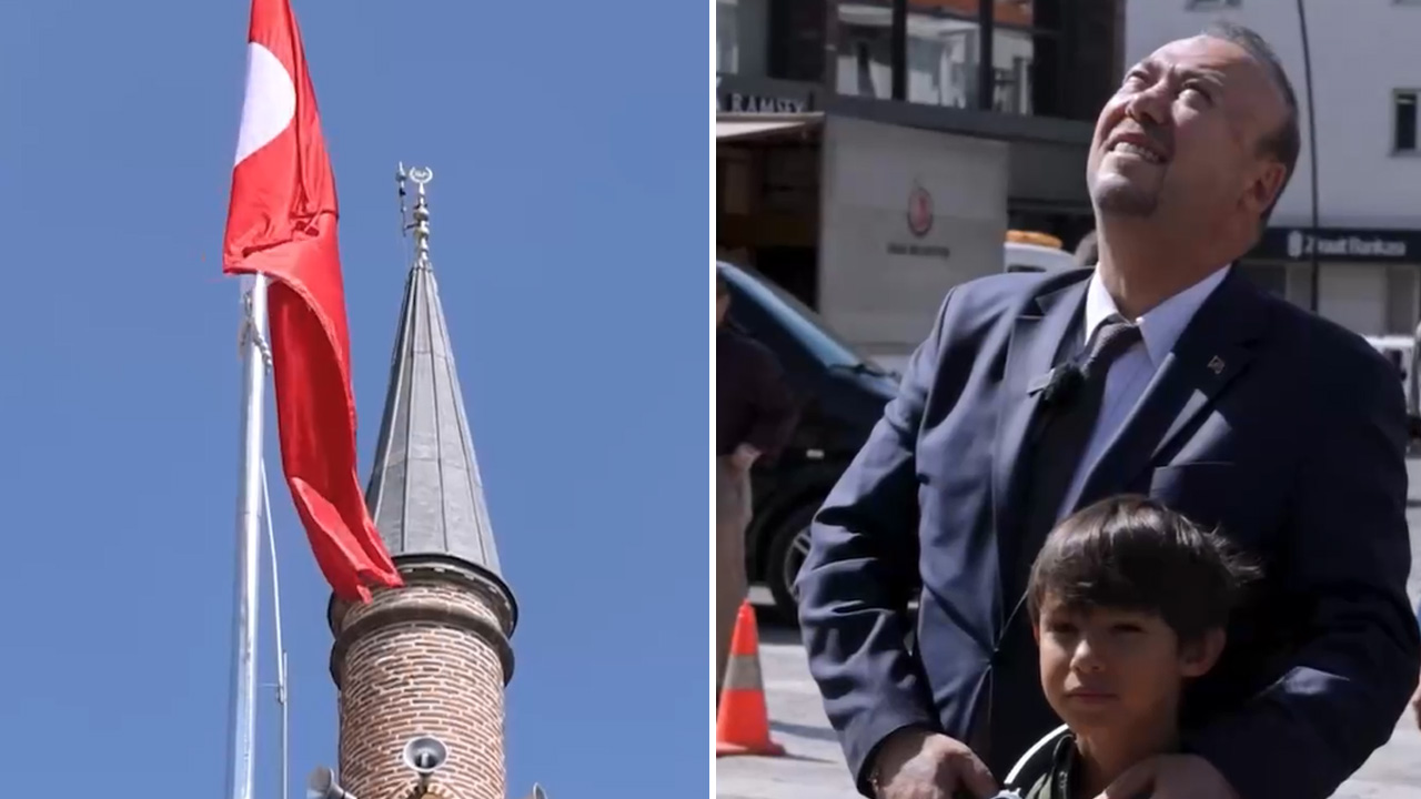 Uşak kent merkezine 20 metrelik dev bayrak