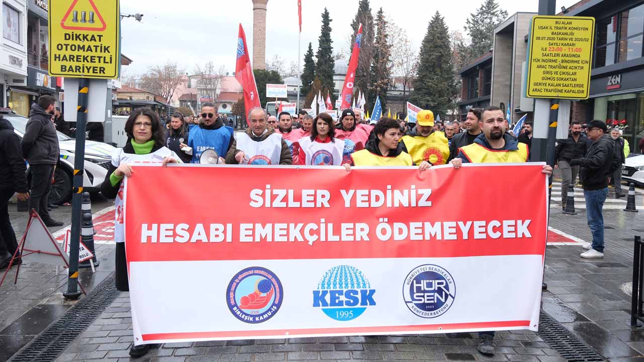 Uşak’ta kamu emekçileri iş bıraktı: “Sefalet zammını kabul etmiyoruz!”