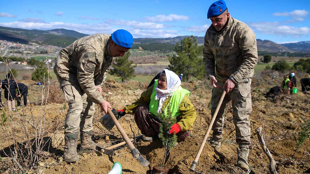 Uşak'ta yaklaşık 3 bin 200 fidan toprakla buluştu