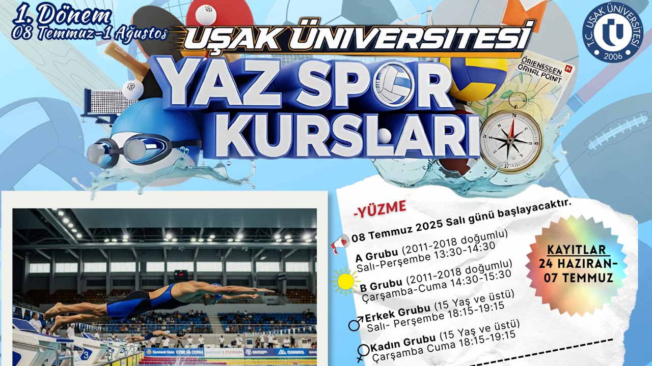 Uşak Üniversitesi yaz sporları başlıyor, yüzmeden voleybola dopdolu takvim