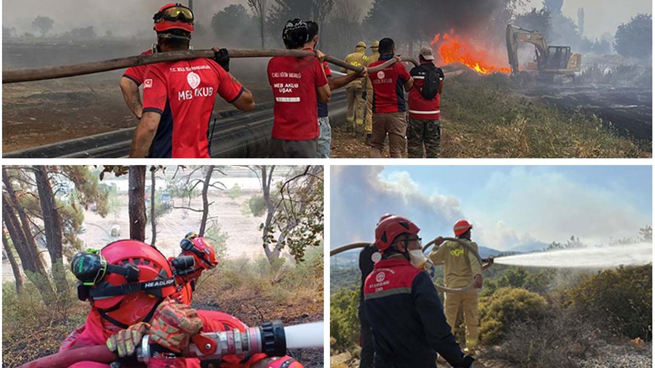 MEB AKUB, Uşak’taki orman yangıyla mücadelede görev aldı