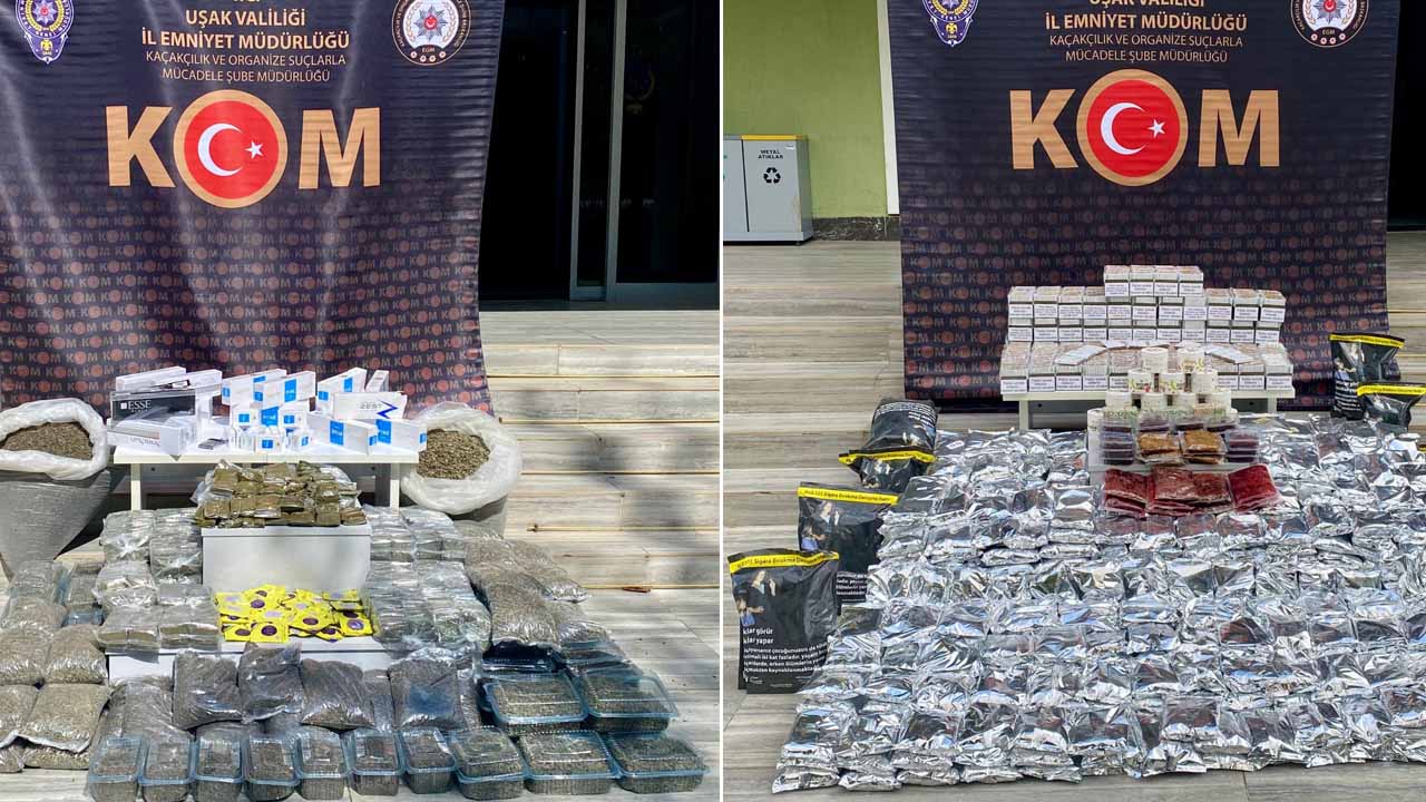 Uşak polisi kaçakçılara geçit vermedi, binlerce makaron ve paket yakalandı