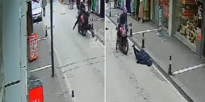 Uşak'ta motosiklet yayaya böyle çarptı