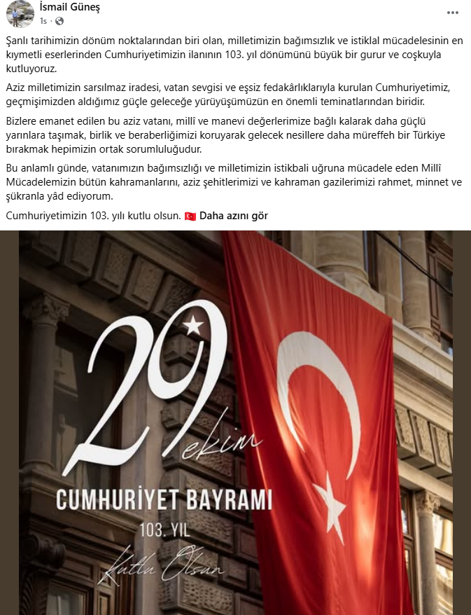 ismail-gunes-29-ekim-mesaji